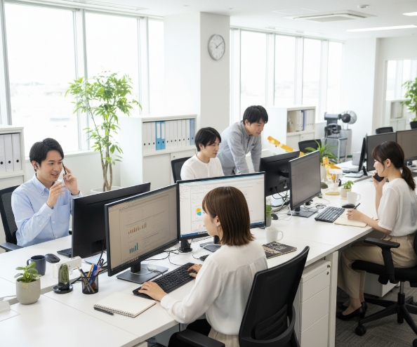お問い合わせに対応する弊社スタッフをイメージした写真